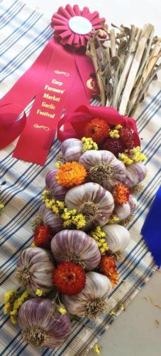 The Beauty of The Day. 1st Place. Best Decorated Braid. (Susan Delafield) — at Carp Garlic Festival.